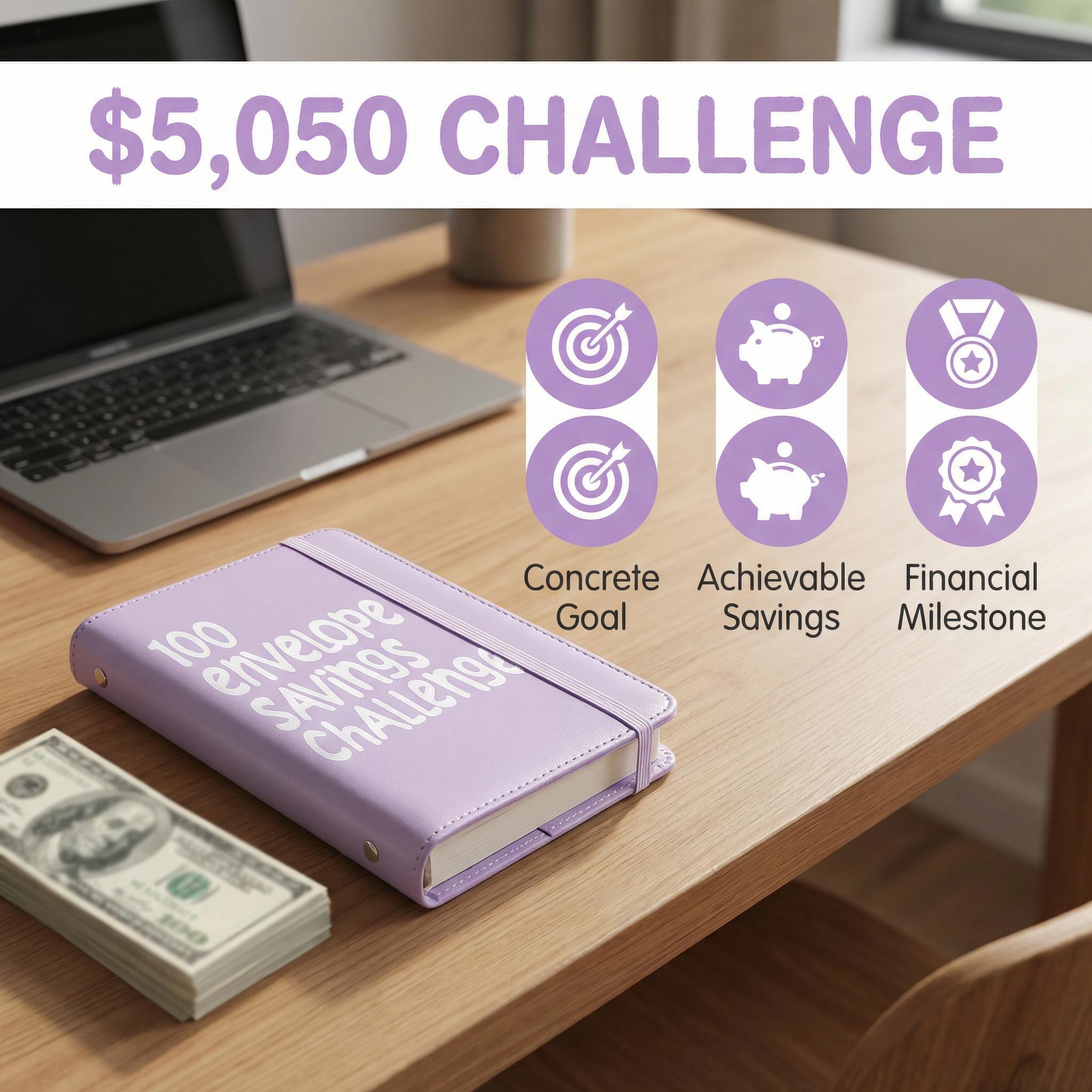 100 Days Saving Challenge Coin Envelope BudgetStorage Book - Binding Covers With Daily Savings Tracker,Habit-Forming System, And Cash Savings Goal Of $5050Develop A Consistent Savings Habit