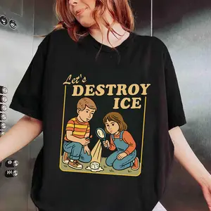 Unisex Destroy ICE T-Shirt – Vintage Protest Satirical Graphic Tee