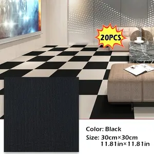 20pcs Self-Adhesive Xpe Carpet Tiles, 30x30cm/11.81x11.81inch, 5mm Thick, Non-Slip Wear-Resistant Floor Mats for Bedroom & Office