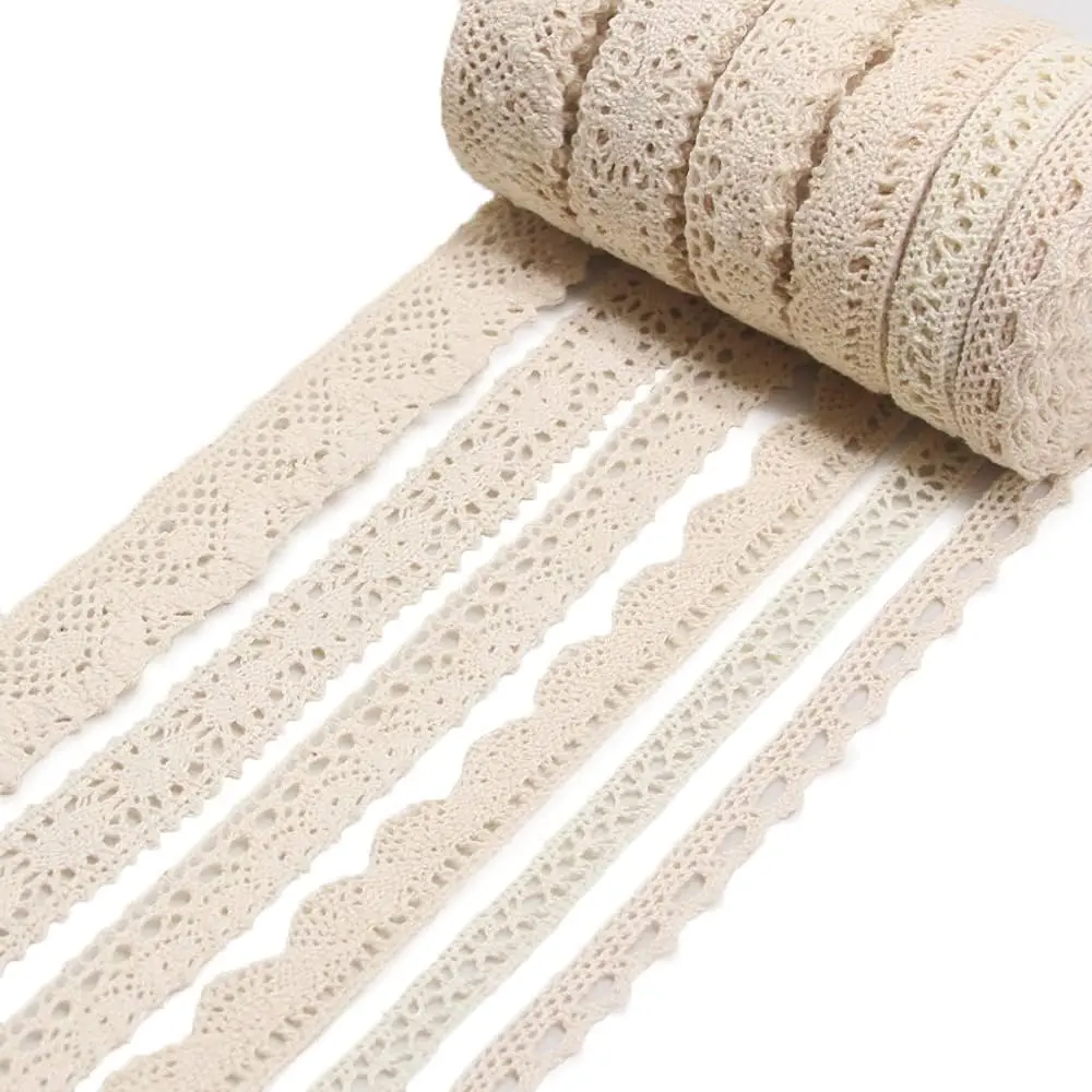 SEMINI 30 Yards Lace Trim Vintage Lace Ribbon Crochet Lace Scalloped Edge for B