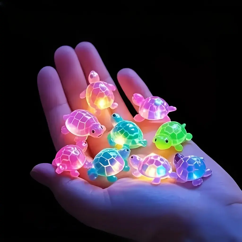 20 Piece Glow-In-The-Dark 3D Turtle Figurines, Resin Animal Figurines, Colorful Semi-Transparent Resin Decorations, Decorative Ornaments, DIY Crafts, Beach Party Gifts, Ocean Theme Events
