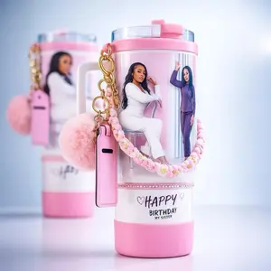 40oz Personalized Photo Tumbler with Charms 2 or 3 Photos Non-BPA Free Customizable Drinkware Featuring Unique Charms and 40oz Capacity for Your Favorite Drinks