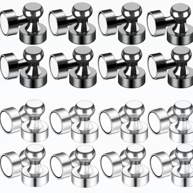 Multi-Purpose Strong Magnetic Push Pins Brushed Nickel Thumbtack Magnets for Refrigerator Whiteboard Locker School Classroom Bulletin Board Organization