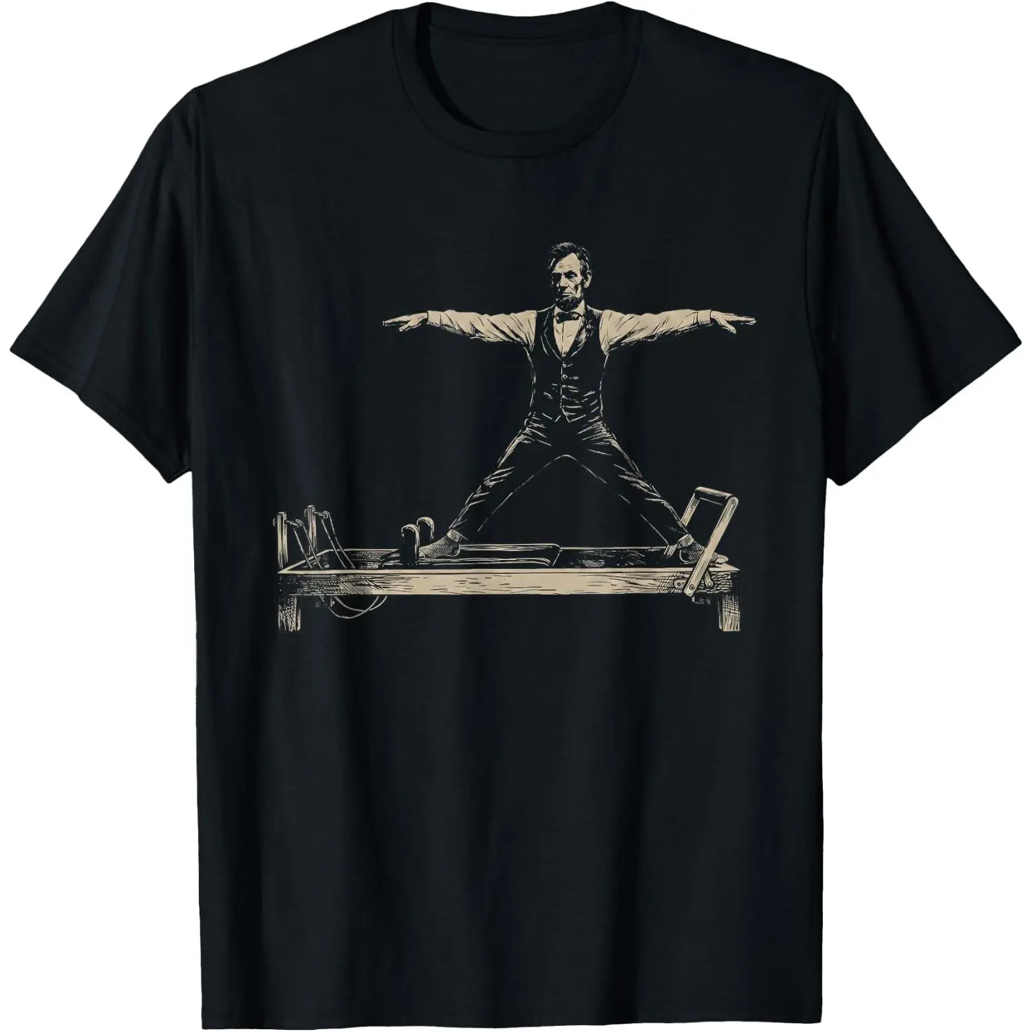 100%cotton Funny Abraham Lincoln Pilates Reformer Workout Art T-Shirt
