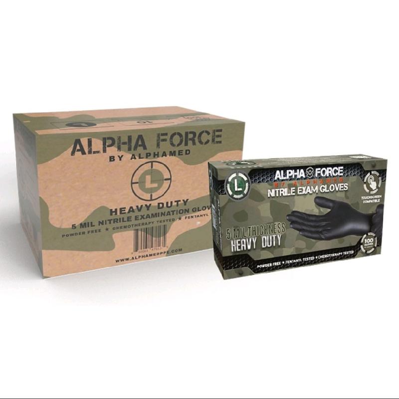 Alpha Force Heavy Duty Nitrile Exam Gloves 5 Mil Powder Free Latex Free 100% Tested