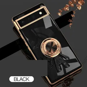 For Google Pixel 6a 6D Astronaut Electroplated Ring Stand Phone Case HNTKR-0092