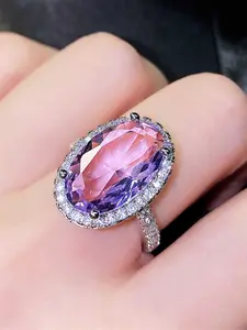 1 PC Gorgeous Style Purple Cubic Zirconia Ring For Women For Wedding Engagement Anniversary Party Jewelry Valentine's Day Gift