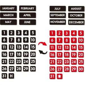 Double-Sided  Numbers and Months for Dry Erase Calendar Whiteboard, Calendar  for  Whiteboard and Refrigerator Calendar(0.55"x0.55")