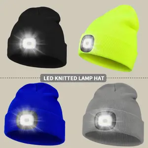 Rechargeable USB LED Headlamp, Ultra Bright Four Leds, Winter Warm Unisex Hat Light, Ideal Outdoor Activity Gift