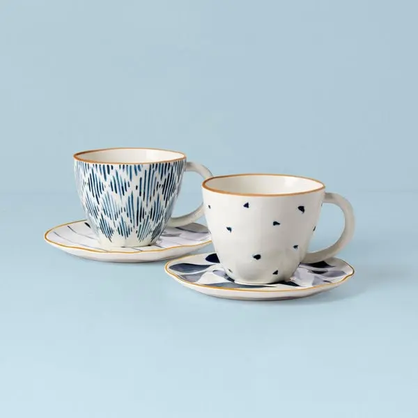 Lenox 893810 Blue Bay Teacup & Saucer Set - 4 Piece