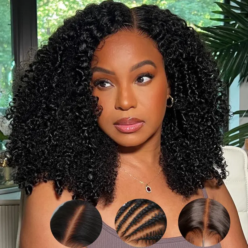 Bling Hair 180% Density Kinky Curly Human Hair Wig 13X4 HD Lace Front Wigs 13x6 Transparent Lace with Curly Deep Wave Lace Closure with Baby Hair for Black Women Natural Color TikTokShopHolidayHaul