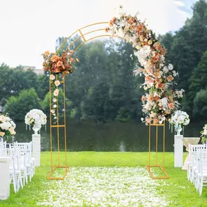 Premium 3 Layer Arch Decor Frame Stand White Gold Metal Wedding Party Photo Backdrop Rustic Boho Garden Ceremony Decoration Sturdy Carbon Steel Free Standing Heavy Duty for Indoor Outdoor Events