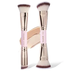 MAANGE 2PCS Foundation Brush Set for Liquid Cream Powder Contour Buffing Blending Concealer Face Brush Cosmetic Makeup Tools