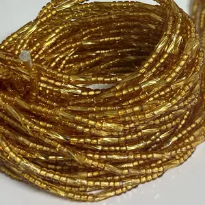 Golden Honey Glow Waistbead 55 in Long - Elegant Beaded Waist Accessory for Stylish Outfits