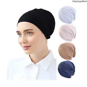 Muslim Elastic Turban Hat, Inner Cap, Chemo Cap, Hair Protection Bonnet
