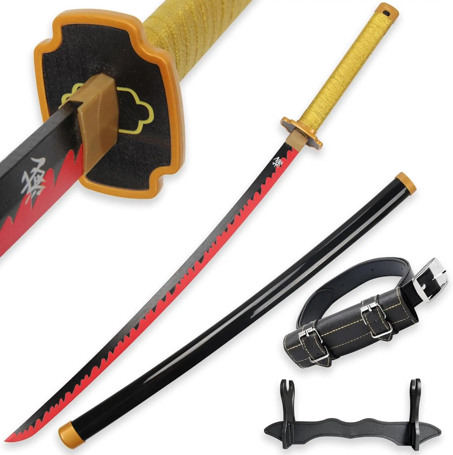 Kinstore 41" Tsugikuni Yoriichi Plastic Katana Samurai Sword Demon a Slayer Cosplay Plastic Sword for Costume Replica