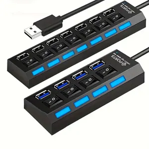 Universal Hub with 1 4-Port And 7-Port USB Connectors for Computer Peripherals Like Mouse, Keyboard, And Memory Card