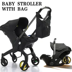 Baby Stroller with Free Bag, 4 Wheels Foldable Newborn Stroller, Equipped with Five Point Seat Belt and A Chest Clip, Can be Pushed in Both Directions, with Shock-absorbing Wheels, Suitable for Traveling, As Halloween  Chrismas Gift,