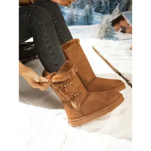 Women's High-Top Snow Boots, Warm Fleece Lined Winter Shoes, Anti-Slip Cotton Boots for Autumn & Winter, New Style Insulated Footwear, Ice Boots