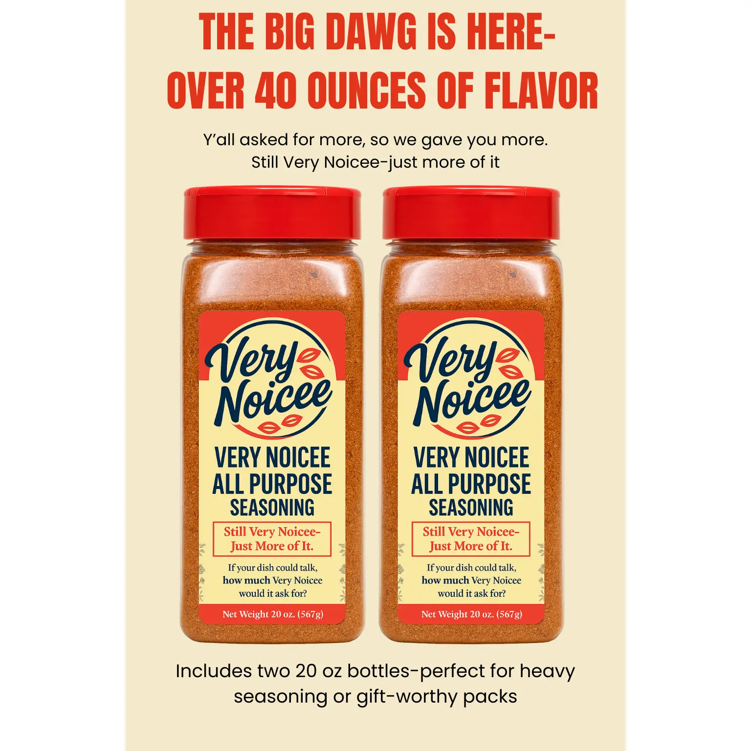 20 oz Duo Pack  Very Noicee All Purpose Seasoning - Over 40 Ounces of Flavor for Heavy Use or Bulk Prep - Perfect Gift Flavor