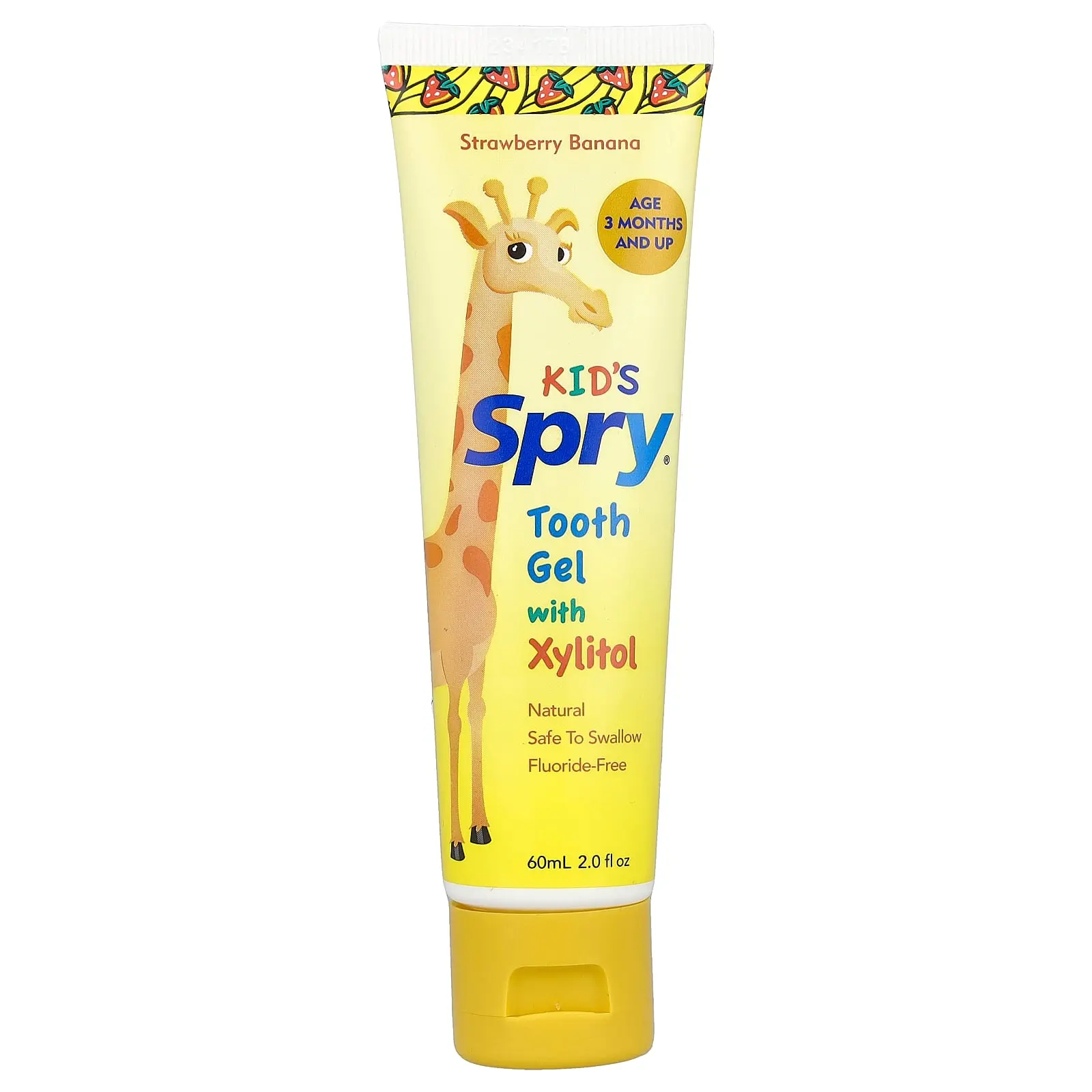 Xlear Kid's Spry®, Tooth Gel with Xylitol, Age 3 Months and Up, Strawberry Banana, 2 fl oz (60 ml)