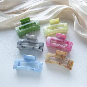Multi Color Rectangle Flat Claw Clips, Colorful Strong Hold Jaw Hair Clamps, Styling Accessories for Women Girls Thin Thick Hair