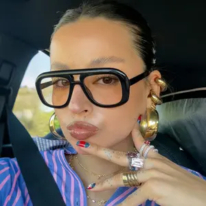 Oversized Retro Aviator Sunglasses for Women Men Y2K Chunky Pilot Frame UV400 Protection Clear Lens Trendy Streetwear Shades