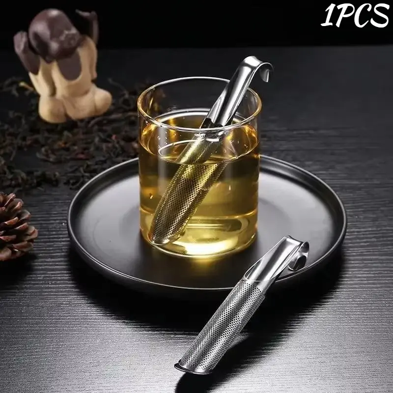 1pc Tea Strainer Amazing Stainless Steel Infuser Pipe Design Touch Feel Holder Tool Tea Spoon Infuser Filter Kitchen Accessories