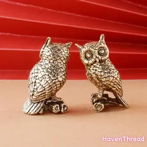 Brass Owl Animal Ornament Metal Craft for Office Desktop Home Decor Elegant Brass Finish Perfect for Interior Design