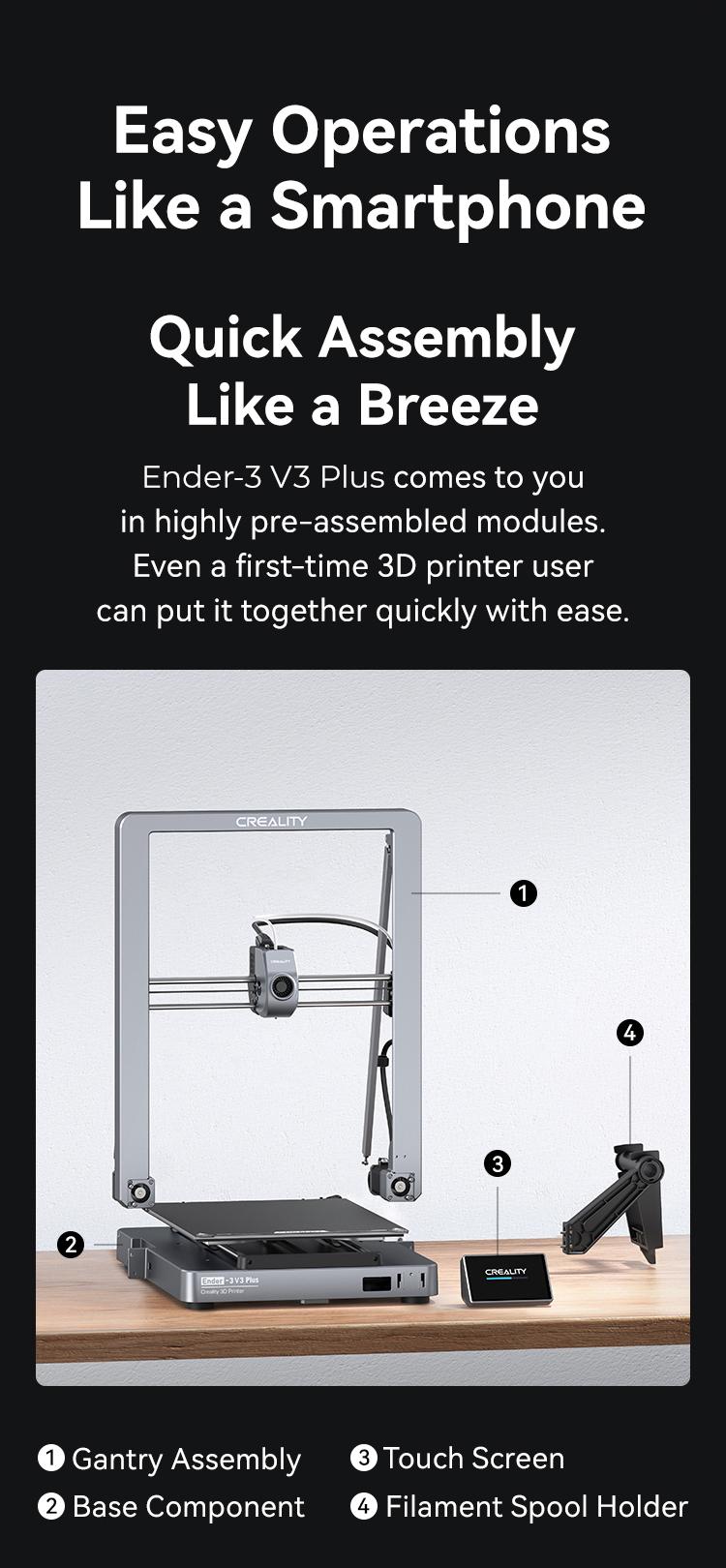 Creality Ender-3 V3 Plus 3D Printer - Dual Motors, CoreXZ Tech, Clog-Free Extruder, and Quick-Swap Nozzle Wifi