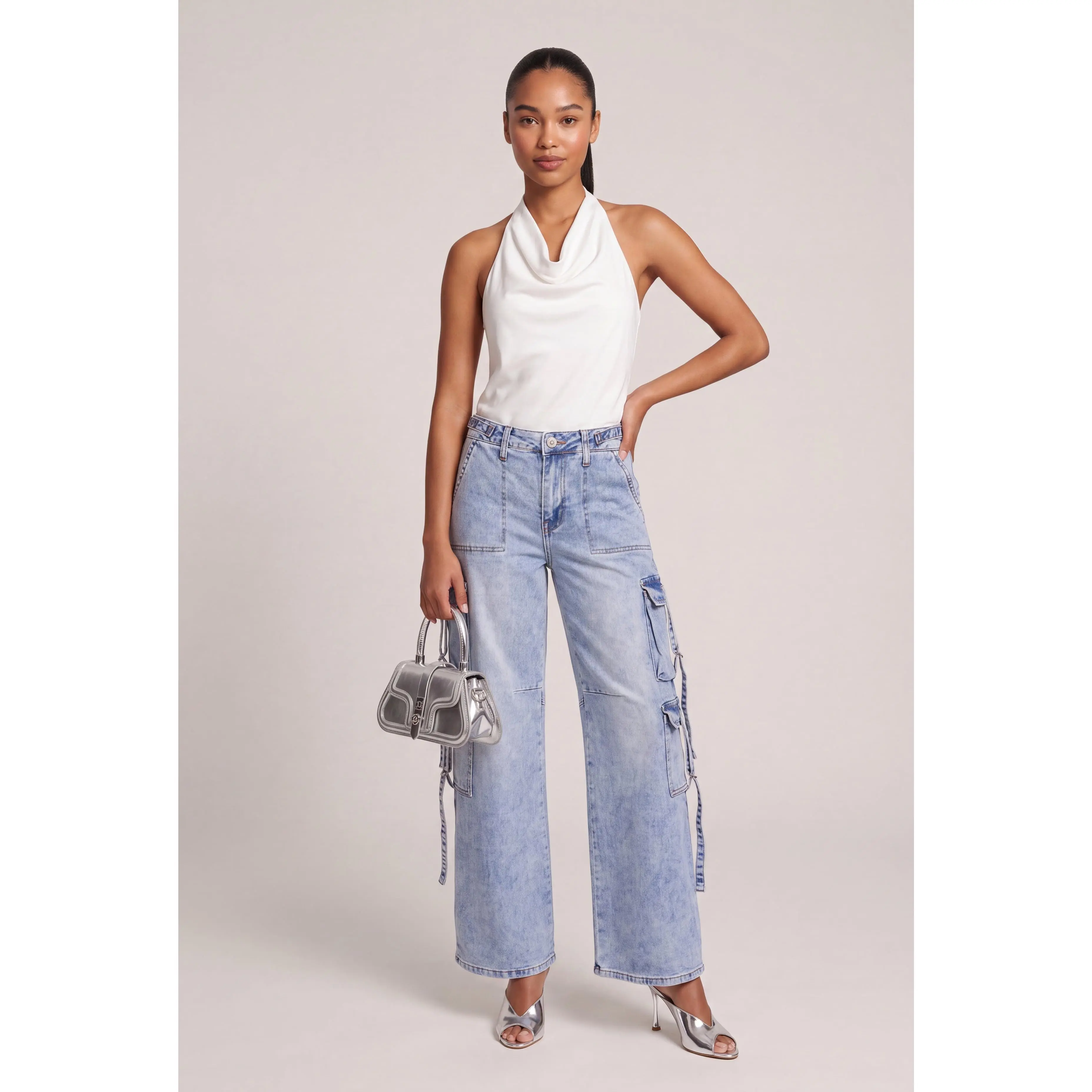 Wide Leg Utility Jeans