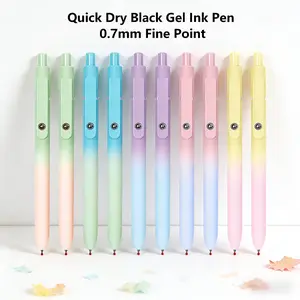 Quick Dry Black Gel Ink Pen, 0.7mm Fine Point Black Ink Gel Pens, Retractable Gel Pen Set, Gradient Color Barrel, Soft Silicone Grip Ballpoint Pen, Smooth Writing, Detachable Design, Ideal for Note Taking, Silent Click, No Smear（5/10/20pcs）