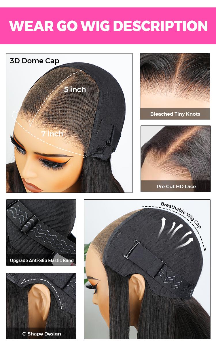 CurlyMe Wear Go 250% Density Pre-bleached 7x5 Pre-cut HD Lace Front Wig Pre-plucked - Natura Black