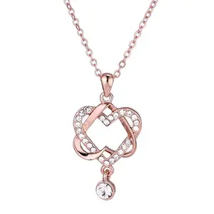 18k Rose Gold Swarovski Crystal Heart Pendant Necklace