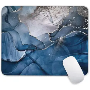 Dark Blue Marbling Rectangle  Pad,   Gaming  Mat for Design, Non-Slip Rubber Base Mousepad,  Office  Pads