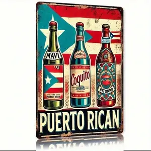 8*12 Inch Vintage Retro Metal Tin Wall Sign, Puerto Rican Beer Bottle Label Design, Rustic Wall Art Decor for Home, Bar, Man Cave, Cafe, Pub and Indoor Outdoor Decoration