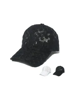 Unisex Lace Flower Baseball Cap, Adjustable Sun Protection Hat, Casual Fitted Woven Cap for Spring & Fall Travel Beach Vacation, Casual Outdoor Hat