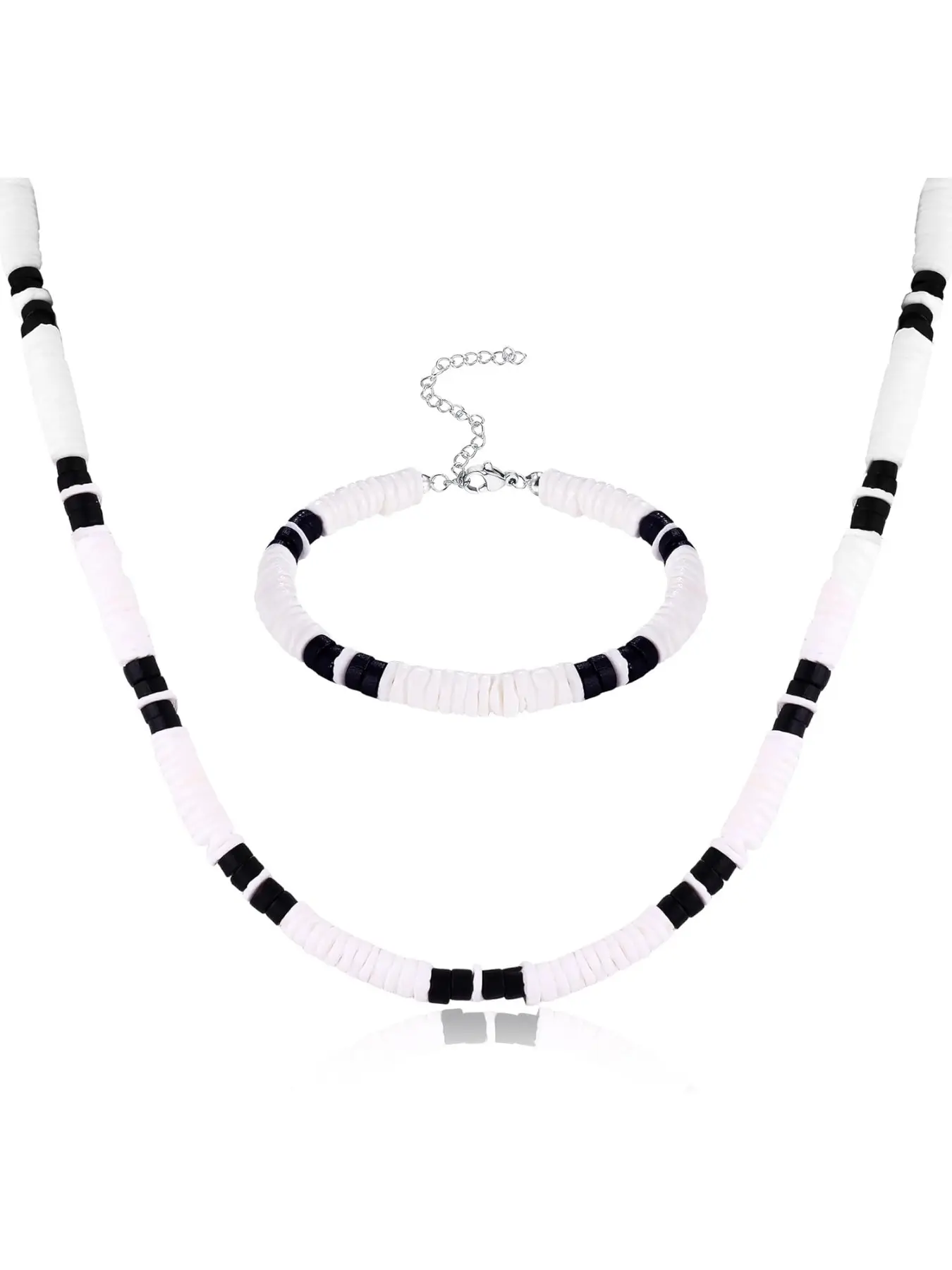 Puka Shell Necklace and Bracelet Set with Clam Chip Coconut Beads Pookah Shells Choker Summer Beach Jewelry Set Fashion Choker Set