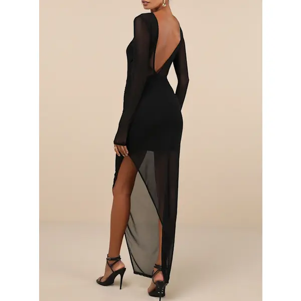 draped midi dress Women's Agnes Asymmetric Sleeve Draped Midi Dress XS/S/M/L/XL/Customize Rio Red MEAN BLVD, Rio Red / XS