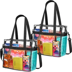 Clear Tote Bag Stadium Approved -  Straps and Zippered - Clear Bag for Work,   and Concerts
