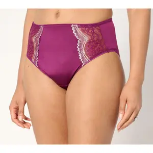Breezies Two-Tone Lace Shimmer Hi-Cut Brief Panty Set of 2