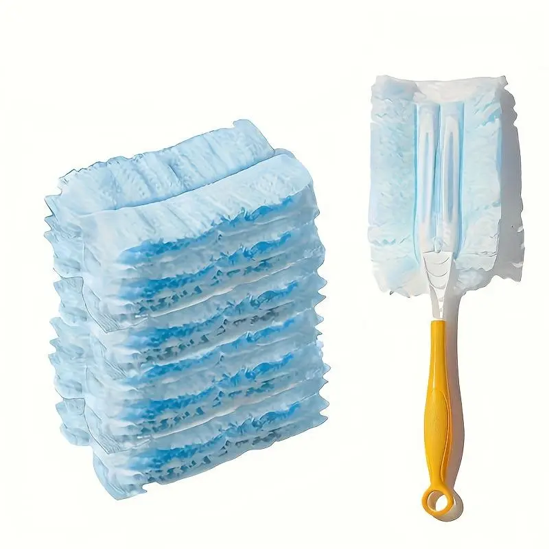 10 Pack Duster Refills Compatible with Swiffer Duster, Multi Surface Ceiling Duster Replacement, 1 Extra Handle for Cleaning
