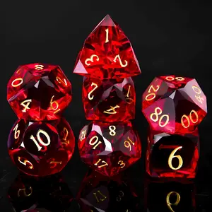 Gem Cut Resin Dice Set Crystal Style DND Dice, Sharp Edge Polyhedral RPG Dice for Dungeons & Dragons, Tabletop Games