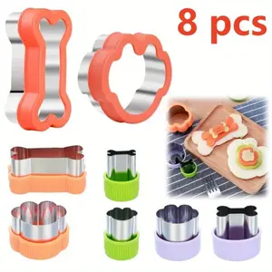 8-piece Set of Metal Baking and Cutting Molds, Stainless Steel Pastry Cutting Machine, Biscuit Making Tools, Suitable for Baking, Candy Making, Cake Decoration, Kitchen Accessories, Bakeware Baking Tools, Textiles & Soft Furnishings