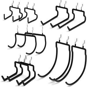 10 Pack Heavy Duty Pegboard Hooks, 1/4" Pegboard Drill Holder Utility Hooks, Peg Board Tool Hangers Accessories for Hanging Power Tools, Drill, Hammer, Workbench, Garage
