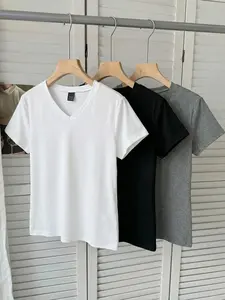 3 Pack Women's Solid V Neck Basic T Shirts, Womenswear, Casual Summer Everyday Tops, Slim Fit Soft Comfy Daily Wear Tees, Versatile Wardrobe Essentials for Gym, Workout, Streetwear, Minimalist Aesthetic Style, Breathable Fabric, Trendy Fashion for Women