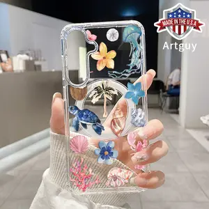 Magnetic Phone Case for Samsung Galaxy S24 Plus S25 Ultra S23 FE Ultra S22+ Ocean With Floral Pattern TPU Shockproof Anti-Scratch Stylish Smartphone Cover