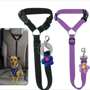 Pet Car Safety Leash Collar Dog Cat Rope Adjustable Vehicle Headrest Pet Carrier Safe Tie, Durable & Comfortable Design