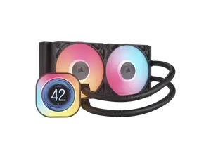 CORSAIR iCUE LINK TITAN 240 RX LCD Liquid CPU Cooler – RX120 RGB Fans – Fits Intel® LGA 1851/1700, AMD® AM5/AM4 – iCUE LINK System Hub Included