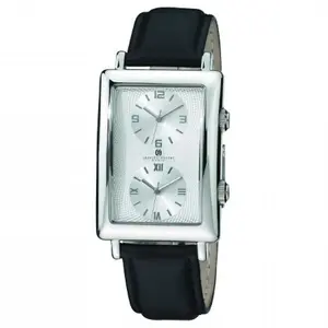 212 MAIN Charles-Hubert-Paris Men's Fashion Watch - White Dial, Calfskin Band, Dual-Time Function, Multiple Time Zones, Second Sub-Dial, 100ft Waterproof
